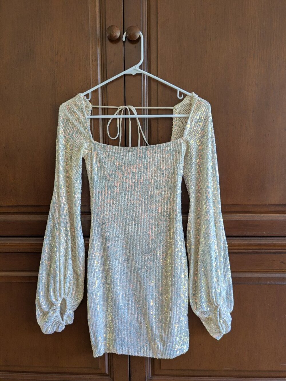 Lucy in the Sky champagne sparkle sequin dress, XS